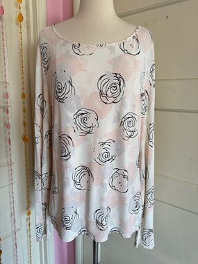 Apostrophe Blush Pink Abstract Floral Long Sleeve Top Size M
